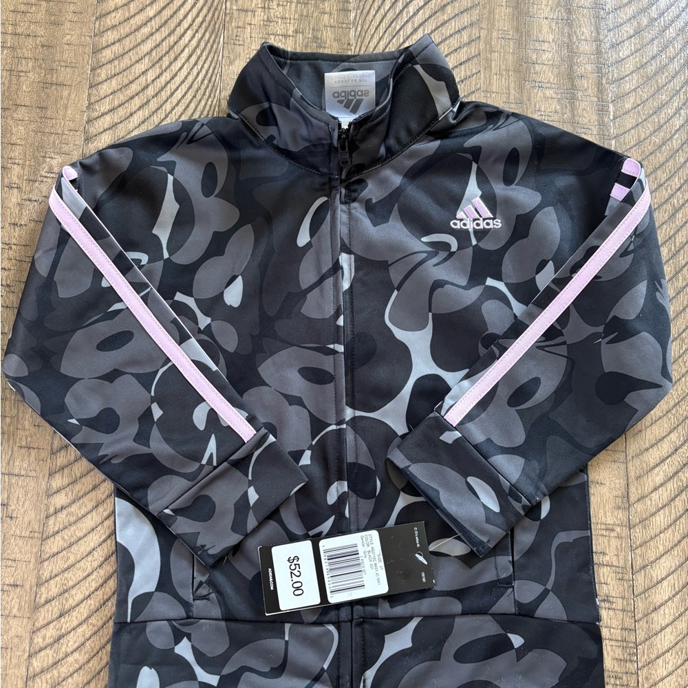 Adidas Kids Athletic Jacket - Black and Gray Camo